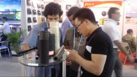 The sales representatives are introduce our products for customers on exhibition show.