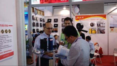 The sales representatives are introduce our products for customers on exhibition show.