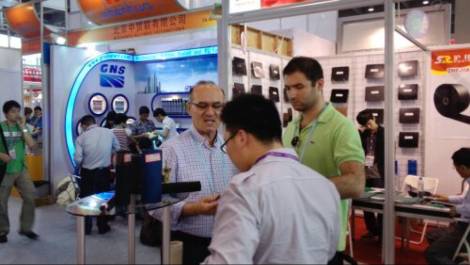 The sales representatives are introduce our products for customers on exhibition show.